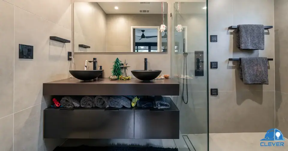 Modern Bay Area bathroom remodel with walk-in shower