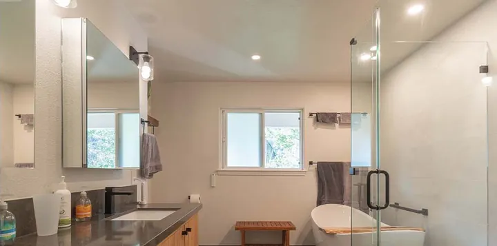 The finished bathroom, built by Clever