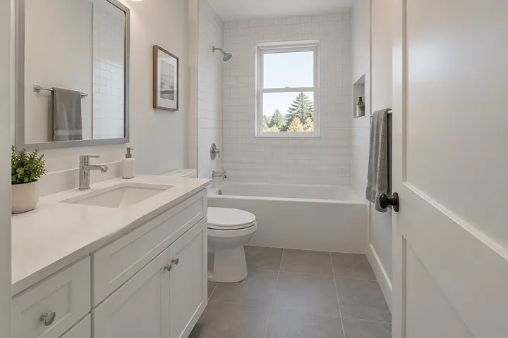 3D concept of a bathroom at the Smart finish level