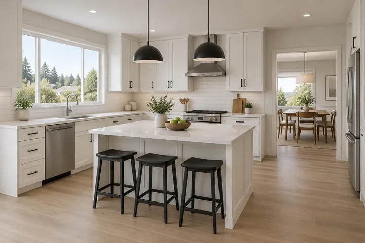 3D concept of a kitchen at the Smart finish level