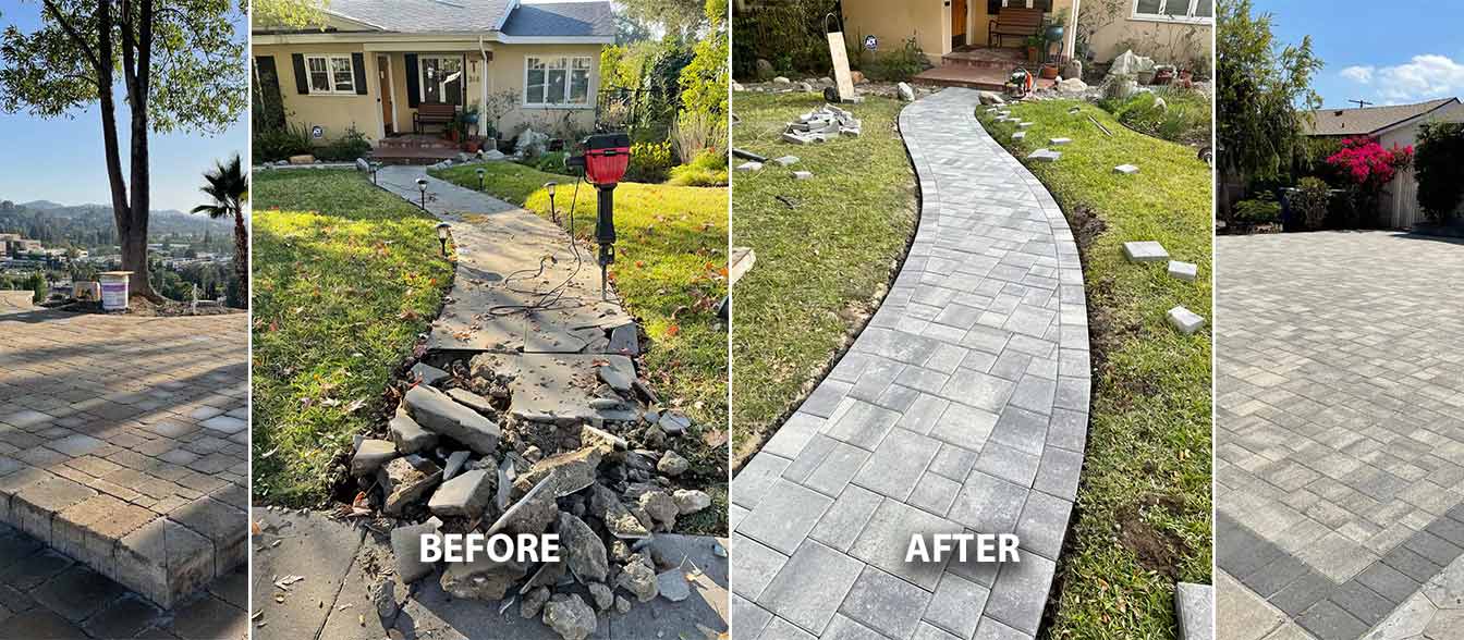 before and after brick paving