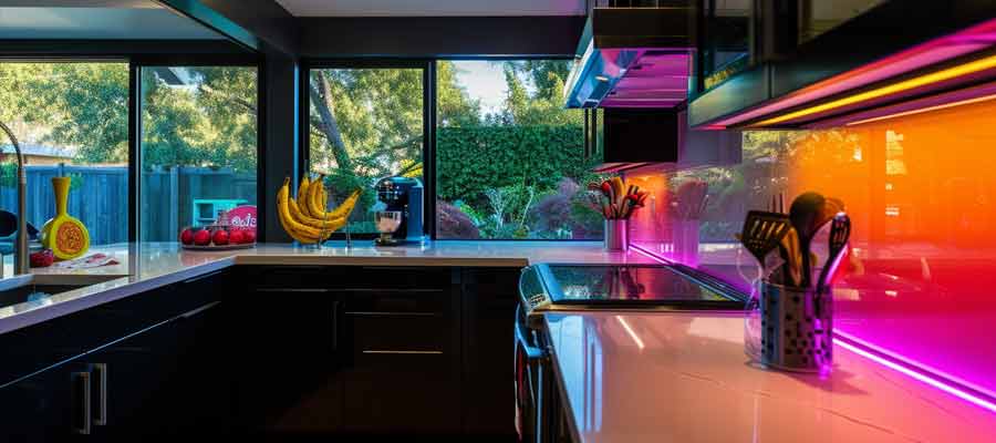 neon bar light kitchen design in sunnyvale ca