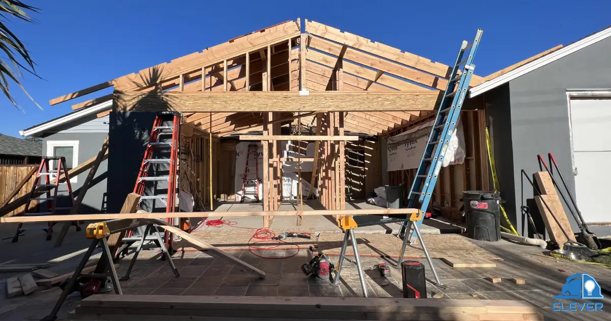 Construction workers framing a detached ADU in San Jose